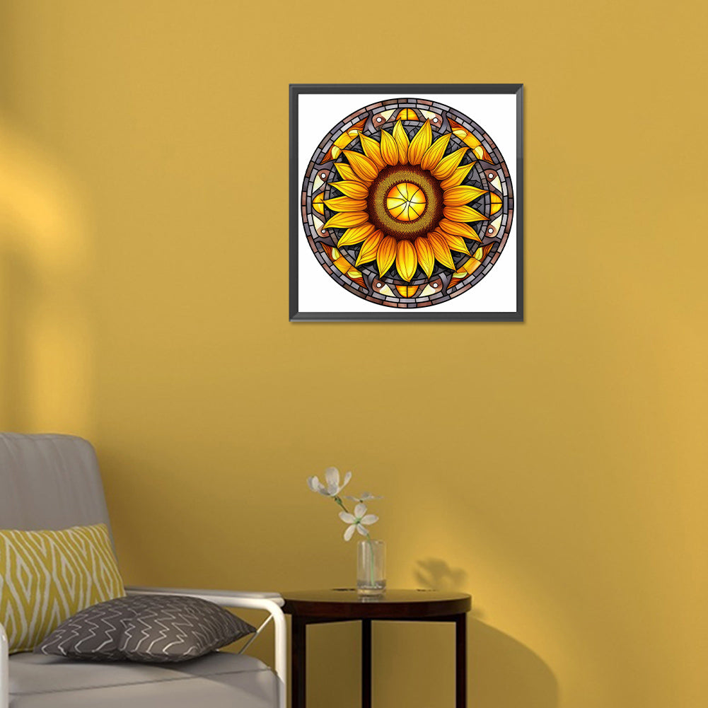 Sunflower Glass Painting - Full Round Drill Diamond Painting 30*30CM