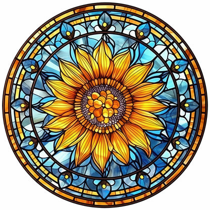 Sunflower Glass Painting - Full Round Drill Diamond Painting 30*30CM