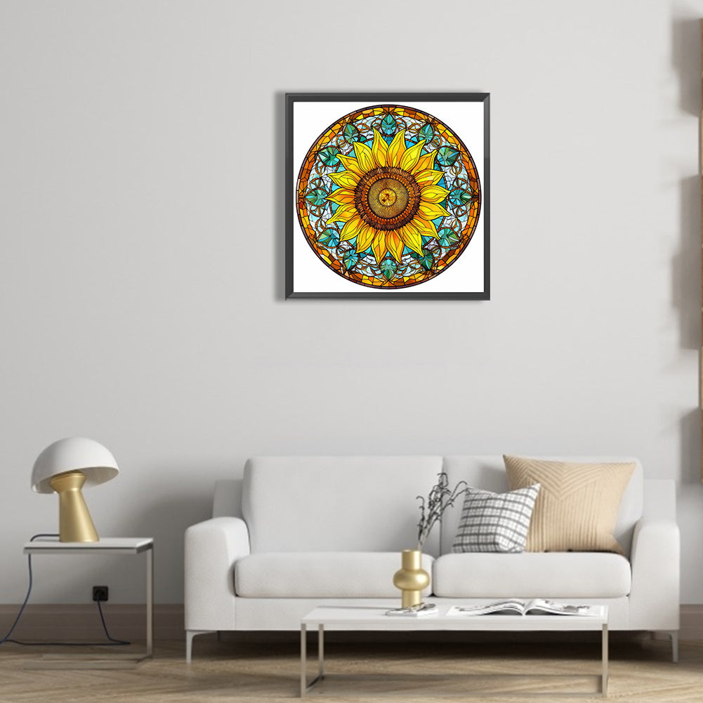 Sunflower Glass Painting - Full Round Drill Diamond Painting 30*30CM