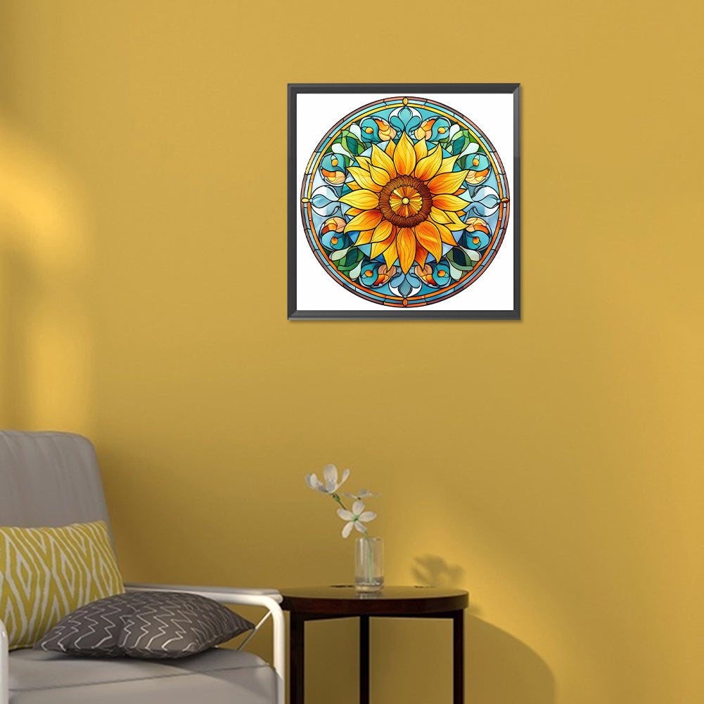 Sunflower Glass Painting - Full Round Drill Diamond Painting 30*30CM