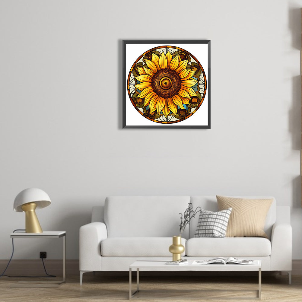 Sunflower Glass Painting - Full Round Drill Diamond Painting 30*30CM