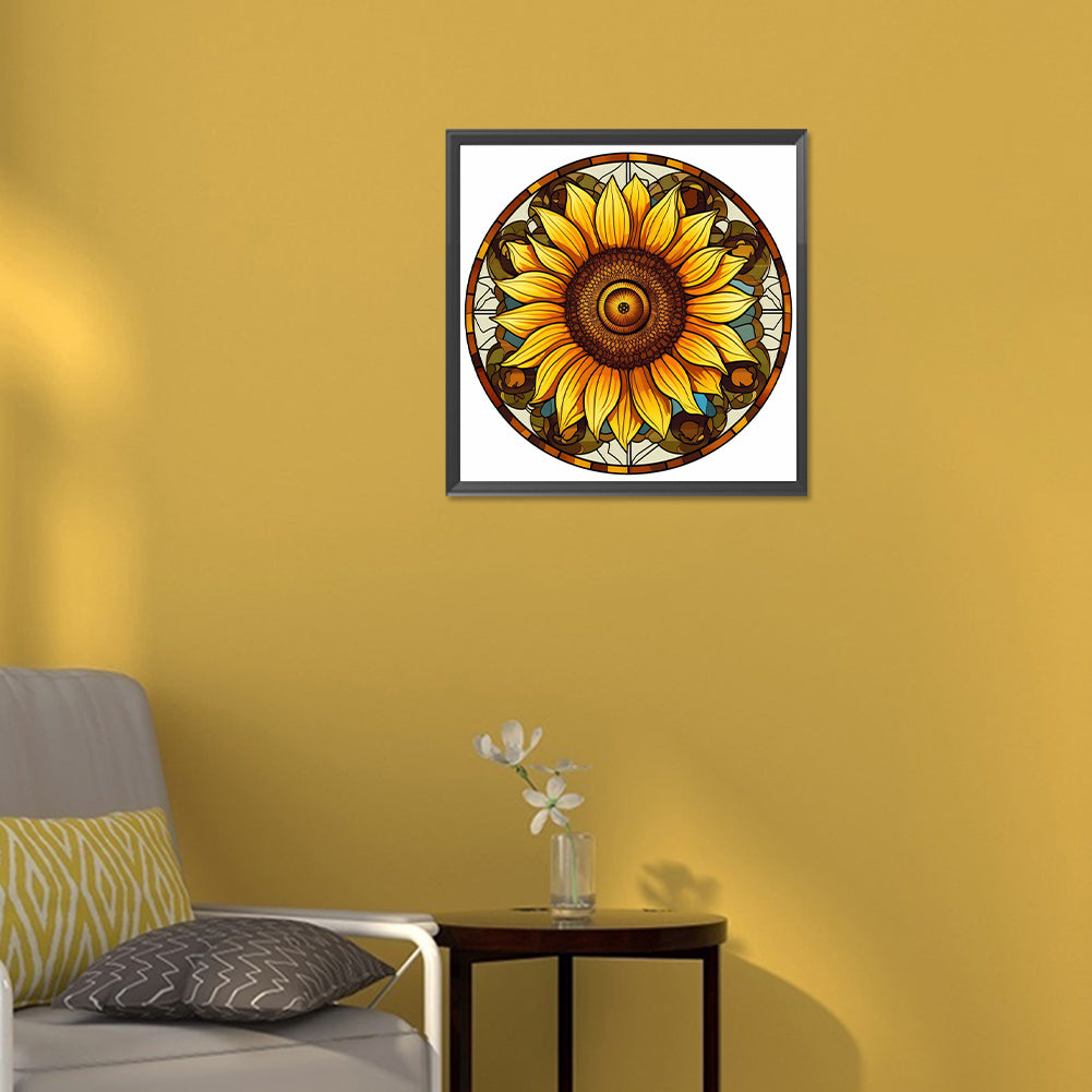 Sunflower Glass Painting - Full Round Drill Diamond Painting 30*30CM