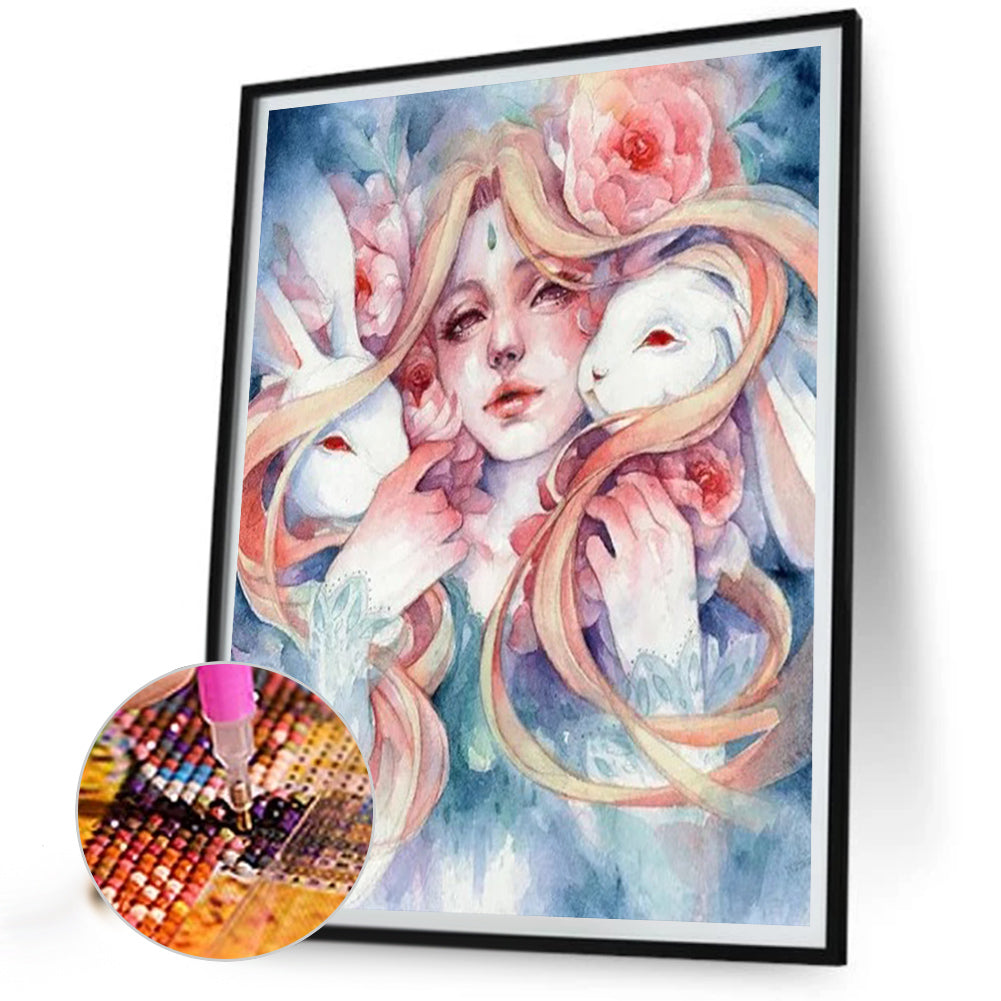 Jade Rabbit Girl - Full Round Drill Diamond Painting 40*50CM