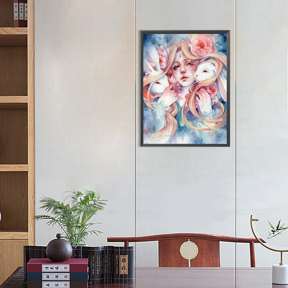 Jade Rabbit Girl - Full Round Drill Diamond Painting 40*50CM