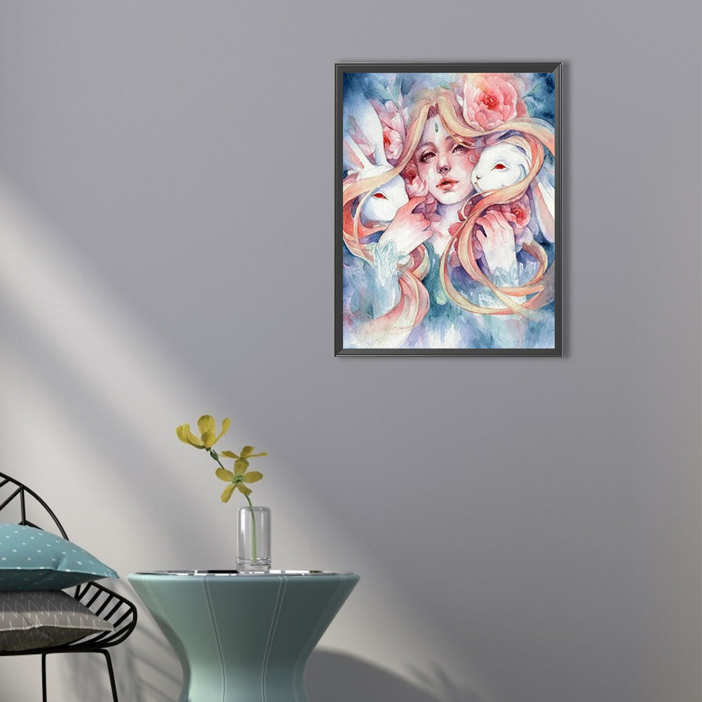 Jade Rabbit Girl - Full Round Drill Diamond Painting 40*50CM