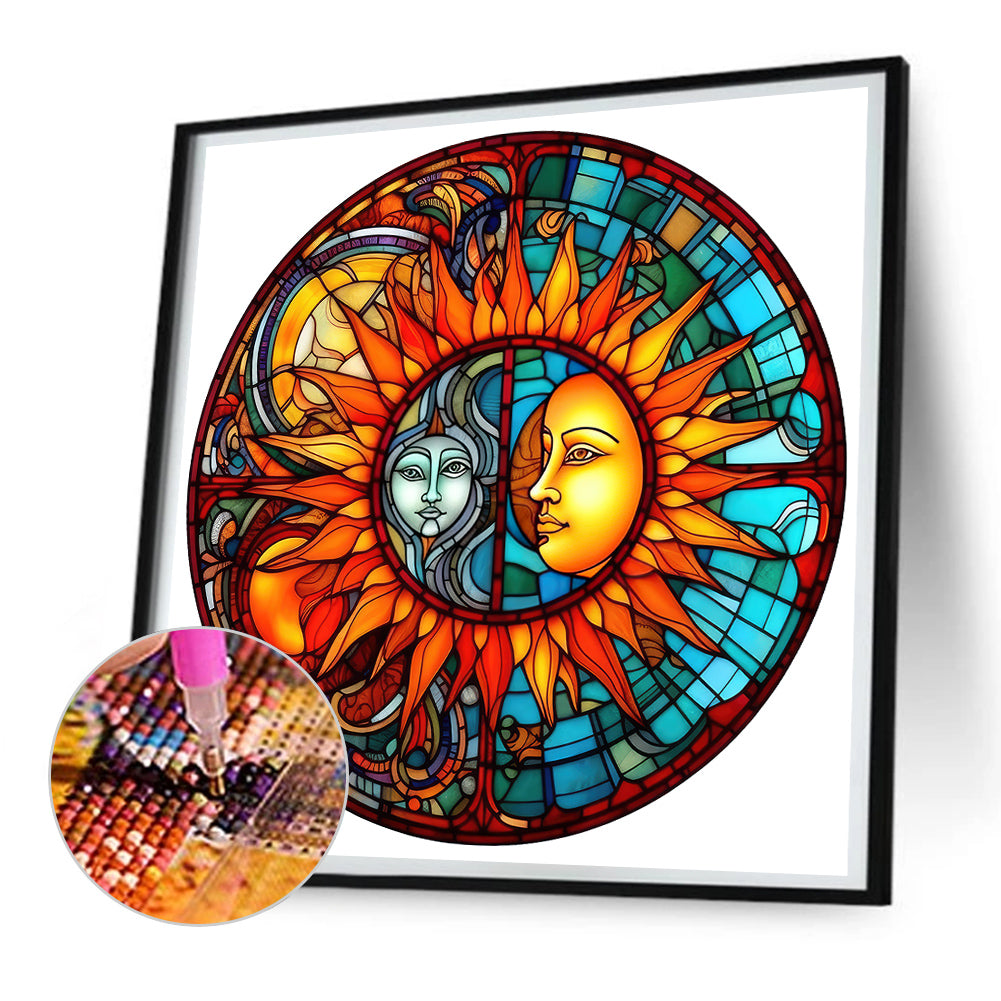 Star And Moon Glass Painting - Full Round Drill Diamond Painting 30*30CM