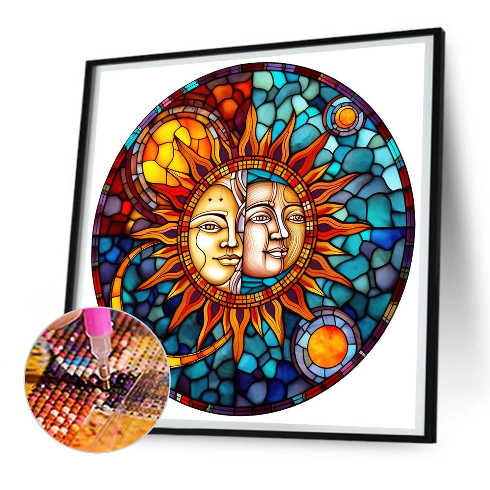 Star And Moon Glass Painting - Full Round Drill Diamond Painting 30*30CM