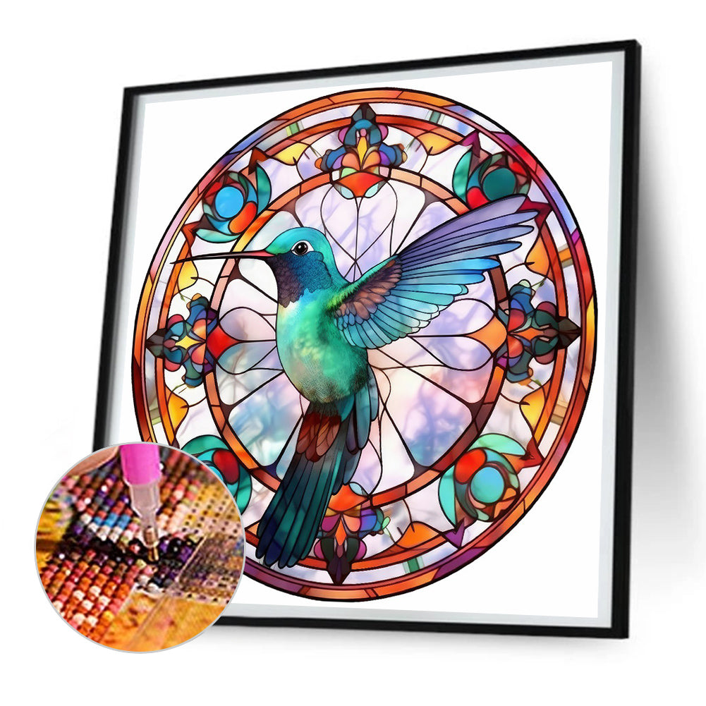 Hummingbird Glass Painting - Full Round Drill Diamond Painting 30*30CM