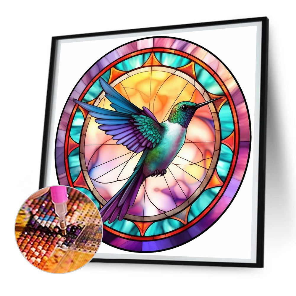 Hummingbird Glass Painting - Full Round Drill Diamond Painting 30*30CM