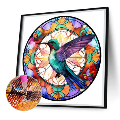 Hummingbird Glass Painting - Full Round Drill Diamond Painting 30*30CM