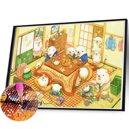 Sweet Bear Family - Full Round Drill Diamond Painting 60*40CM