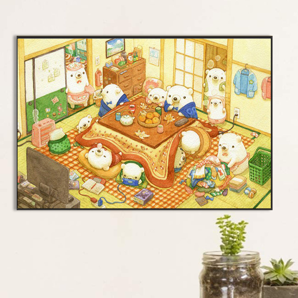 Sweet Bear Family - Full Round Drill Diamond Painting 60*40CM