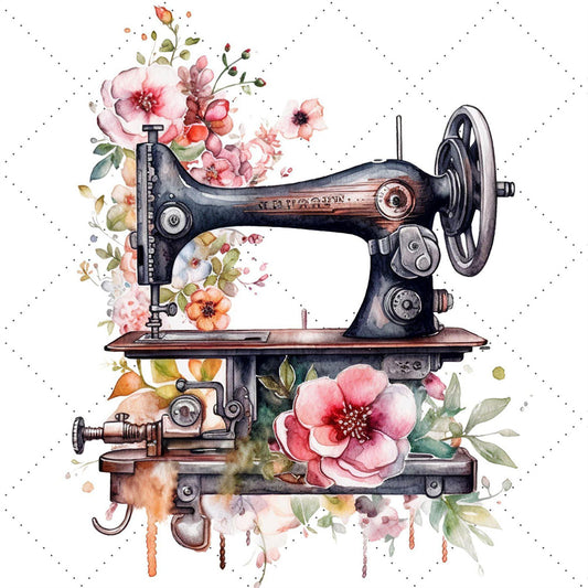 Sewing Machine - Full Round Drill Diamond Painting 30*30CM