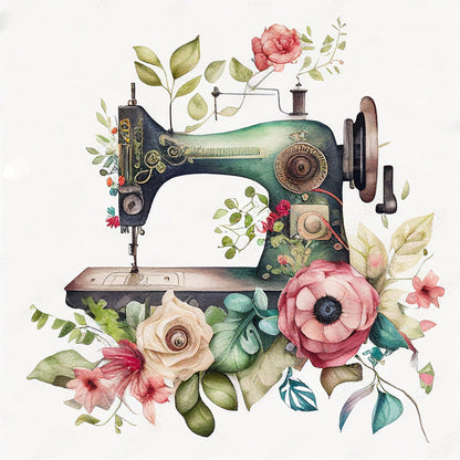 Sewing Machine - Full Round Drill Diamond Painting 30*30CM