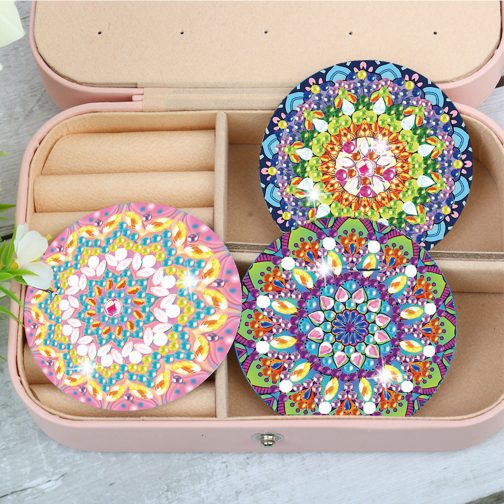 3pcs Crystal Diamond Mirror Portable DIY Art Craft Set Datura for Adult and Kids