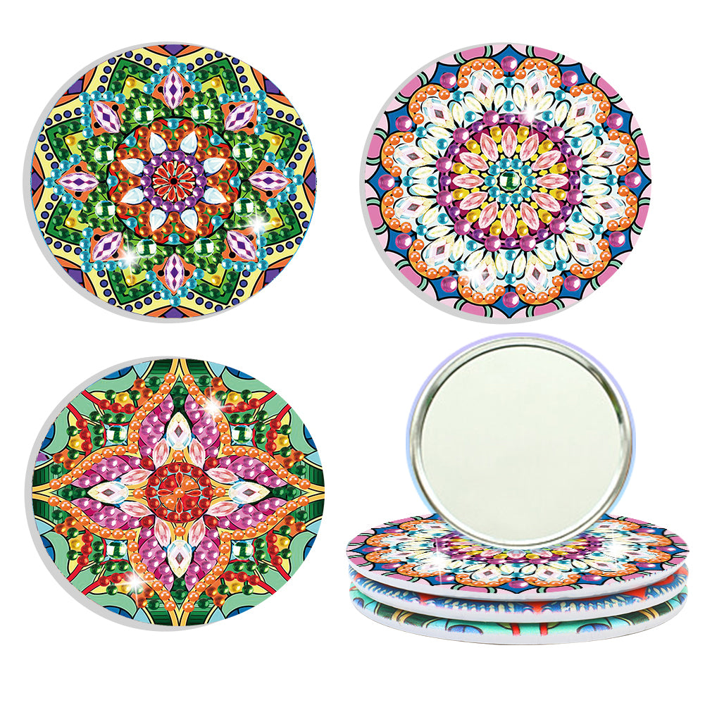 3pcs Crystal Diamond Mirror Portable DIY Art Craft Set Datura for Adult and Kids