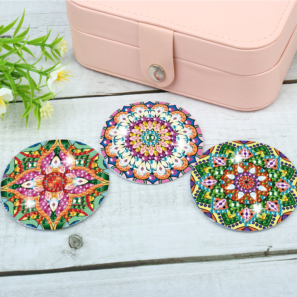 3pcs Crystal Diamond Mirror Portable DIY Art Craft Set Datura for Adult and Kids