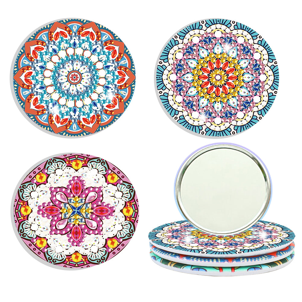 3pcs Crystal Diamond Mirror Portable DIY Art Craft Set Datura for Adult and Kids