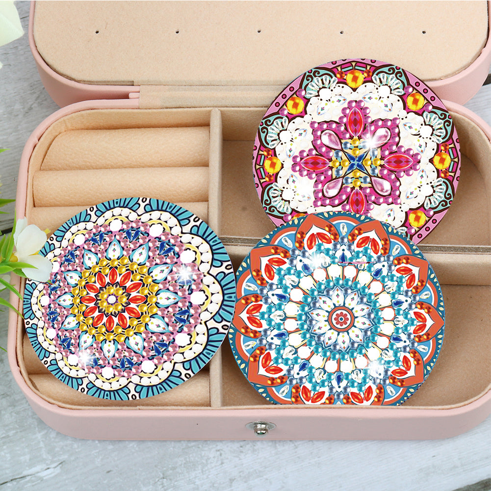 3pcs Crystal Diamond Mirror Portable DIY Art Craft Set Datura for Adult and Kids