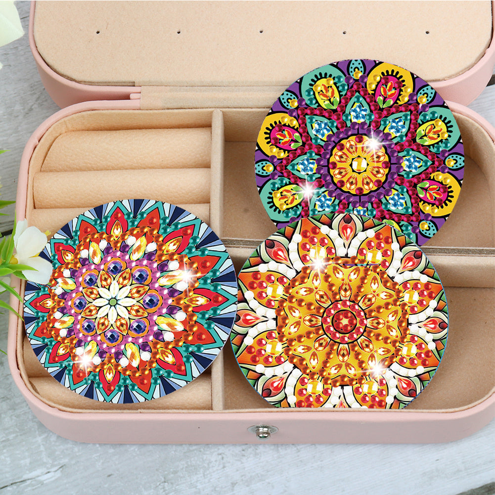 3pcs Crystal Diamond Mirror Portable DIY Art Craft Set Datura for Adult and Kids