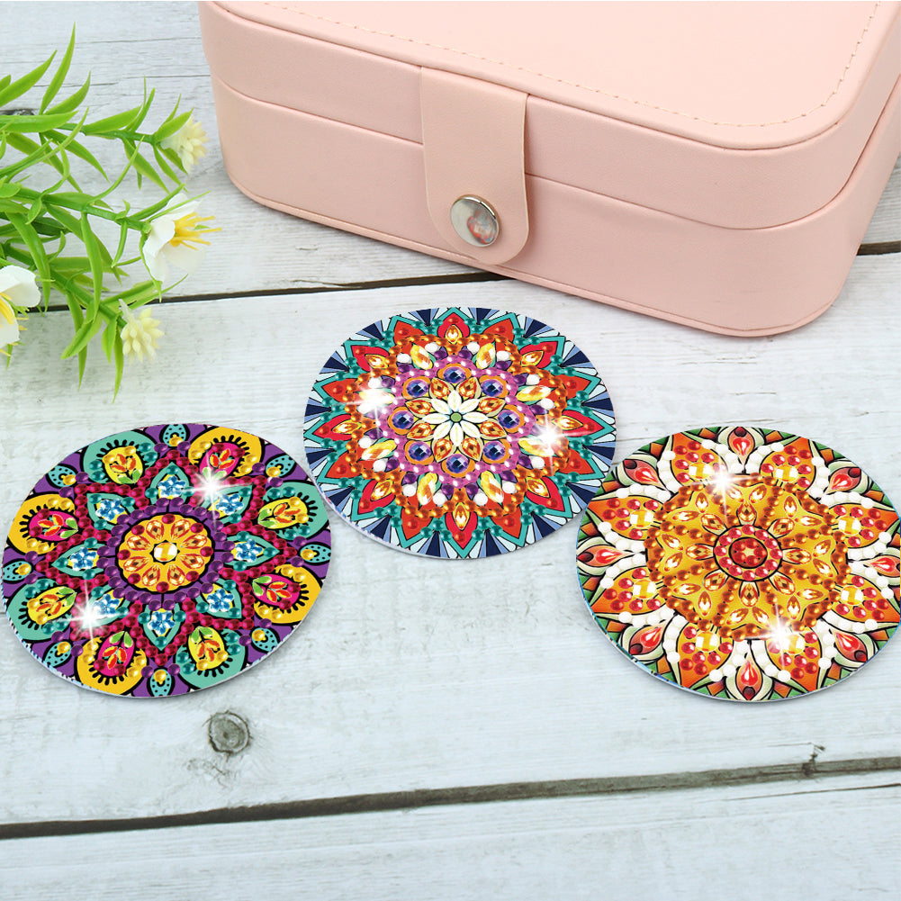 3pcs Crystal Diamond Mirror Portable DIY Art Craft Set Datura for Adult and Kids