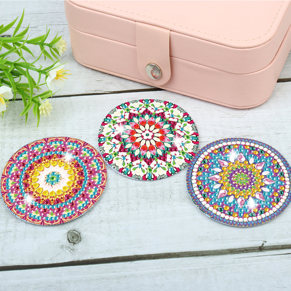 3pcs Crystal Diamond Mirror Portable DIY Art Craft Set Datura for Adult and Kids