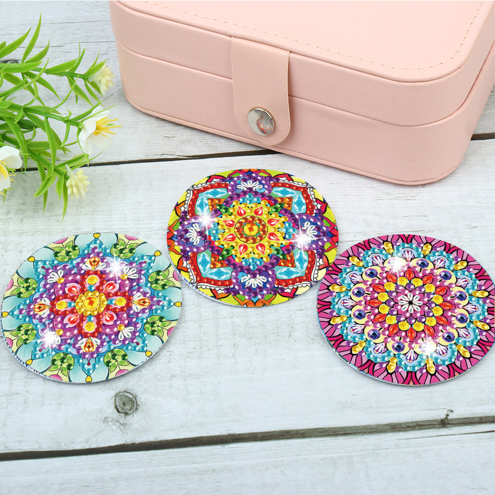 3pcs Crystal Diamond Mirror Portable DIY Art Craft Set Datura for Adult and Kids