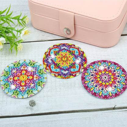 3pcs Crystal Diamond Mirror Portable DIY Art Craft Set Datura for Adult and Kids