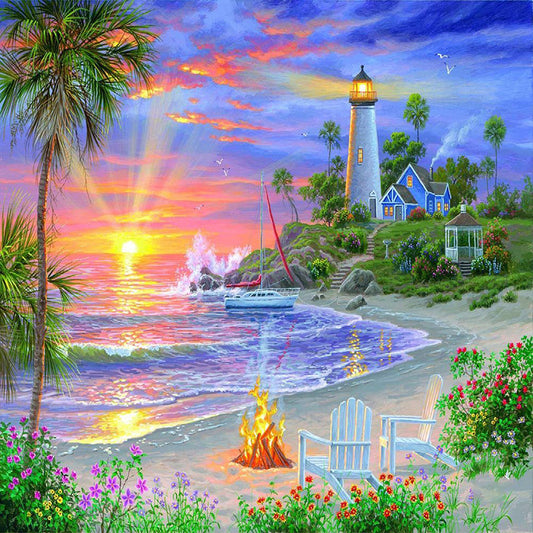 Summer Beach Picnic - Full Round Drill Diamond Painting 30*30CM