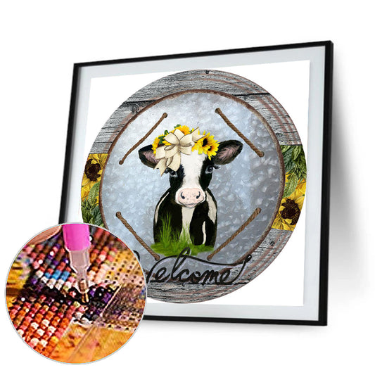 Round Cow - Full Round Drill Diamond Painting 30*30CM