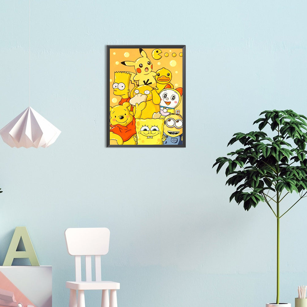 Yellow Cartoon Character - Full Round Drill Diamond Painting 25*35CM
