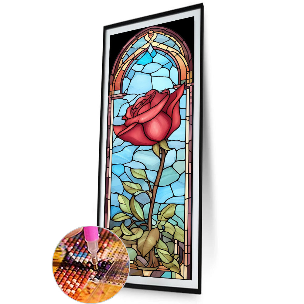 Rose Glass Painting - Full Round Drill Diamond Painting 30*90CM