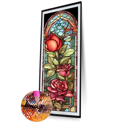 Rose Glass Painting - Full Round Drill Diamond Painting 30*90CM