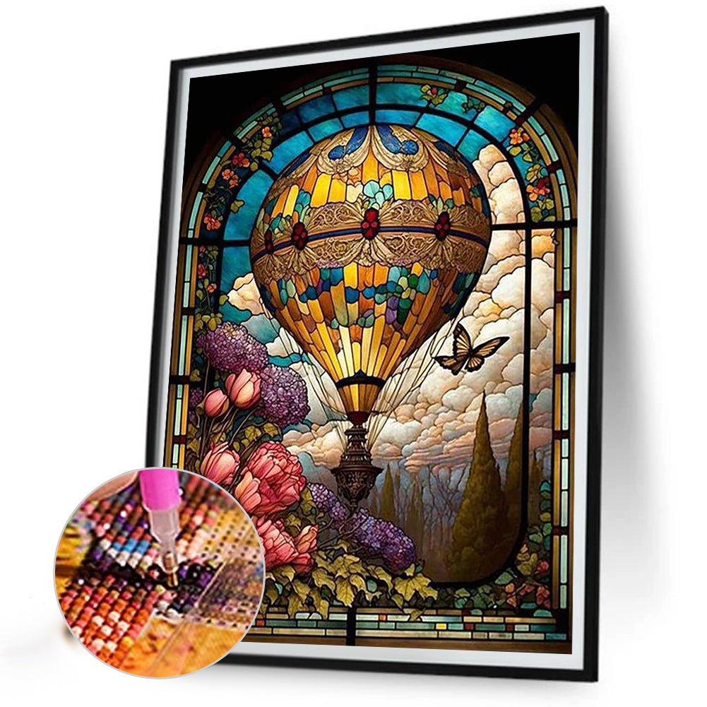 Hot Air Balloon Glass Painting - Full Round Drill Diamond Painting 40*50CM