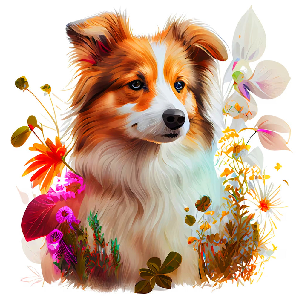 Dog In The Grass - Full Round Drill Diamond Painting 30*30CM
