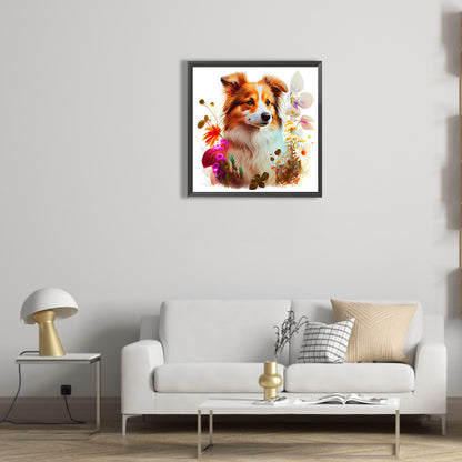 Dog In The Grass - Full Round Drill Diamond Painting 30*30CM