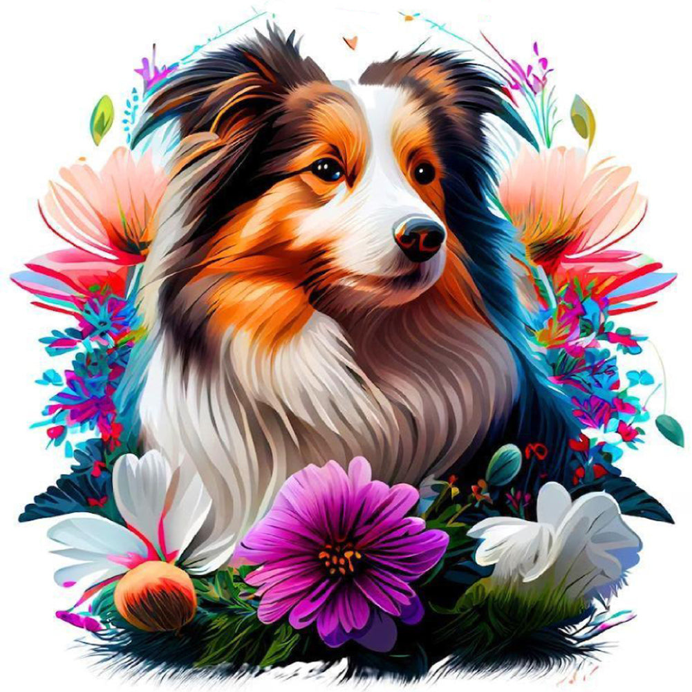 Dog In The Grass - Full Round Drill Diamond Painting 30*30CM