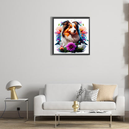 Dog In The Grass - Full Round Drill Diamond Painting 30*30CM