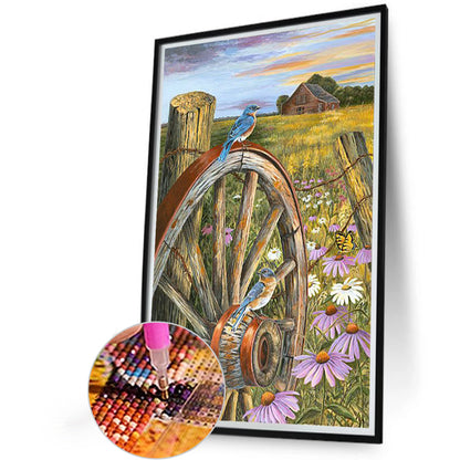 Wooden Wheel - Full Round Drill Diamond Painting 40*60CM