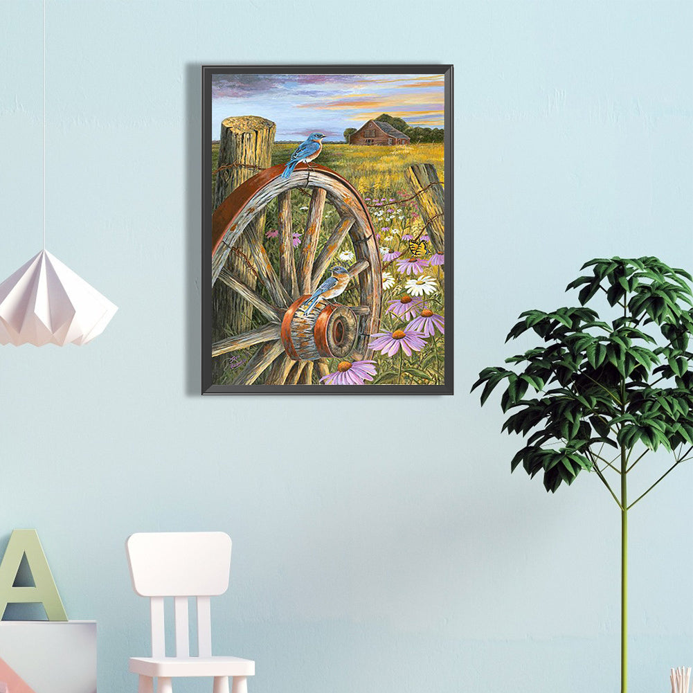 Wooden Wheel - Full Round Drill Diamond Painting 40*60CM