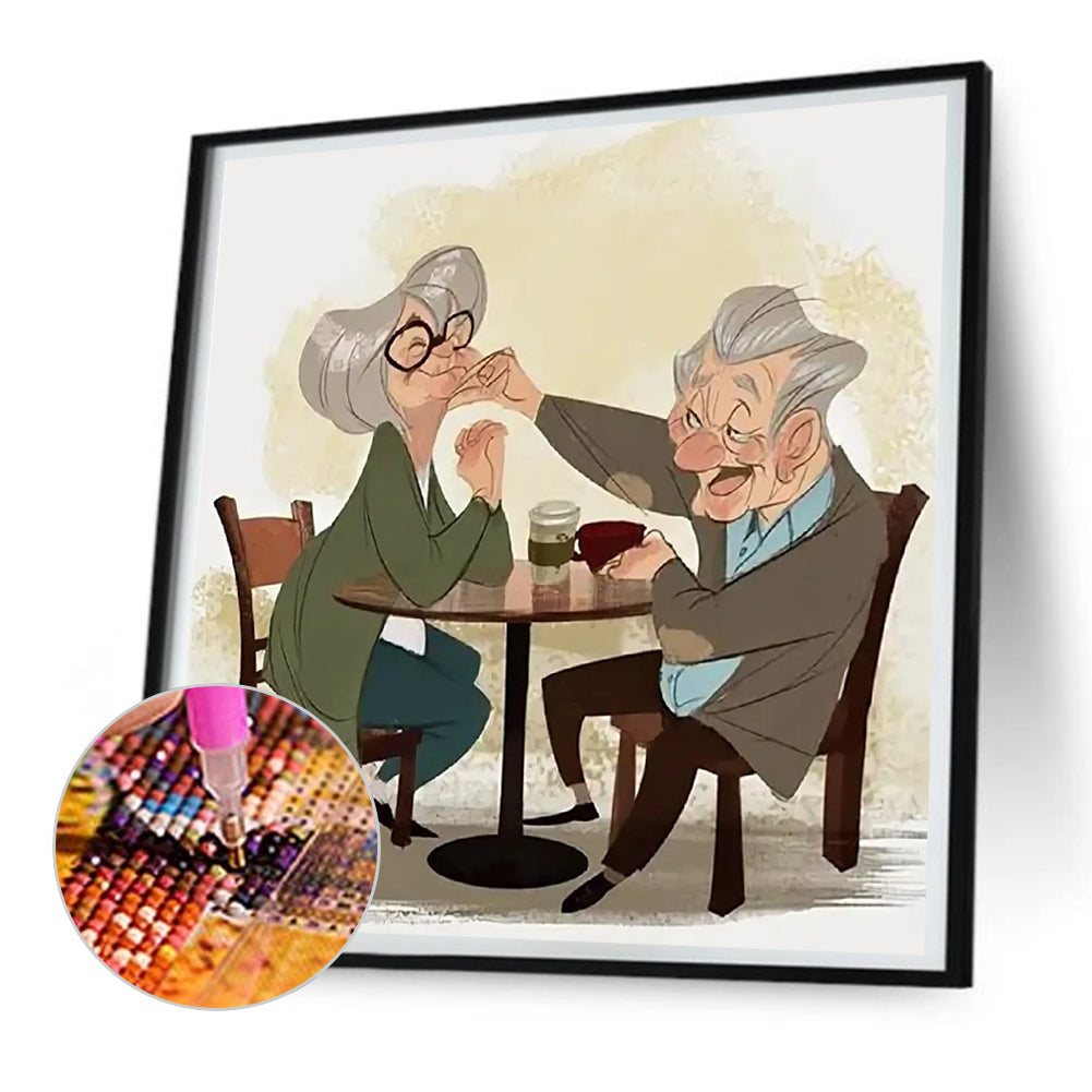 Warm And Affectionate Old Couple - Full Round Drill Diamond Painting 30*30CM