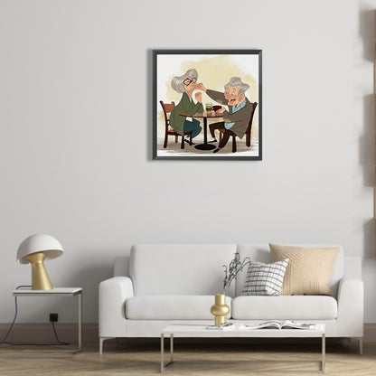 Warm And Affectionate Old Couple - Full Round Drill Diamond Painting 30*30CM
