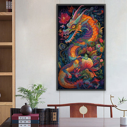 Flower Dragon - Full Round Drill Diamond Painting 40*70CM