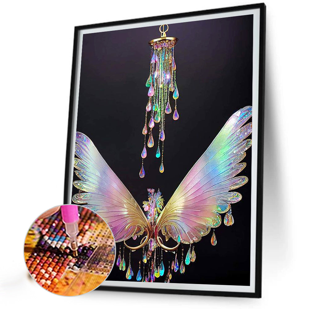 Glass Lamp Wings - Full Square Drill Diamond Painting 30*40CM