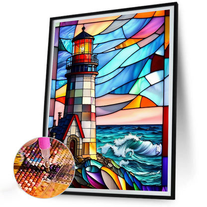 Lighthouse Glass Painting - Full Round Drill Diamond Painting 30*40CM