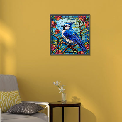 Blue Tit Glass Painting - Full Round Drill Diamond Painting 30*30CM