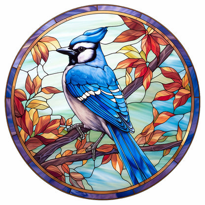 Blue Tit Glass Painting - Full Round Drill Diamond Painting 30*30CM