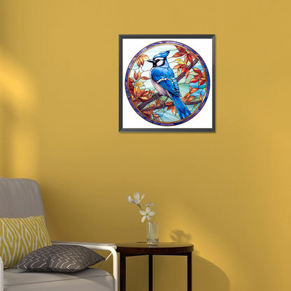 Blue Tit Glass Painting - Full Round Drill Diamond Painting 30*30CM