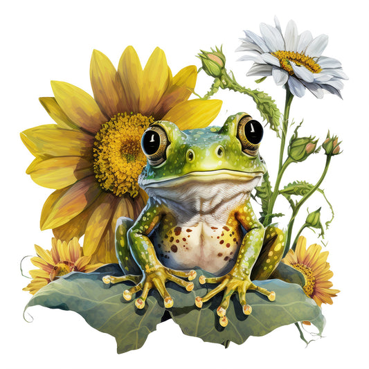 Sunflower Frog - Full Round Drill Diamond Painting 30*30CM