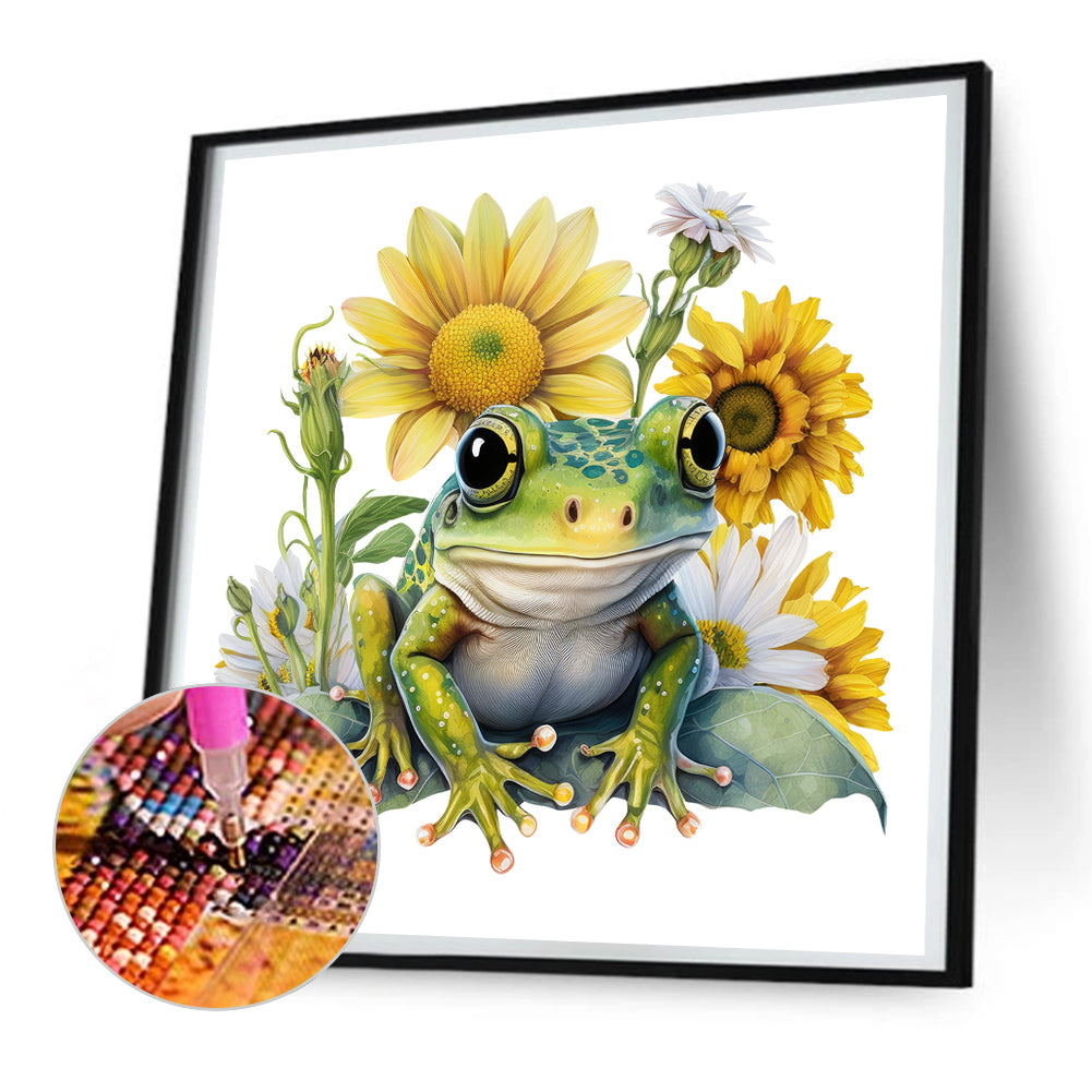 Sunflower Frog - Full Round Drill Diamond Painting 30*30CM